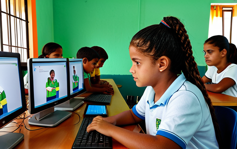 Digital Divide in Brazil**

"A community center in a low-income neighborhood in Brazil, showing adults and children participating in a digital literacy program, fully clothed, appropriate attire, safe for work, professional, modest, families learning together, computers visible, warm lighting, perfect anatomy, natural proportions, realistic rendering, high quality, appropriate content."

**