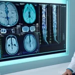 테크노피아와 건강의 미래 - **AI in Advanced Medical Diagnosis**
    "A photorealistic image of a modern, sterile medical examin...