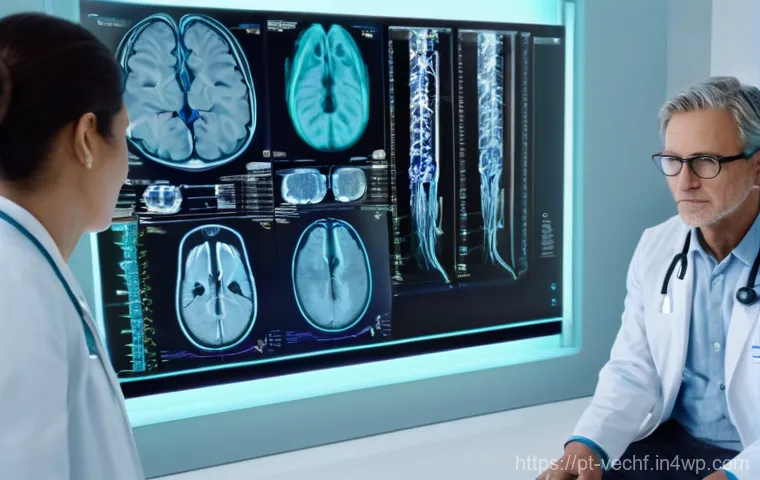 테크노피아와 건강의 미래 - **AI in Advanced Medical Diagnosis**
    "A photorealistic image of a modern, sterile medical examin...