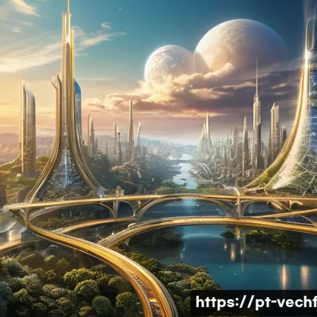 테크노피아와 디지털 민족주의 - **Prompt 1: The Dawn of Digital Utopia**
    An expansive, brightly lit digital landscape, illustrat...