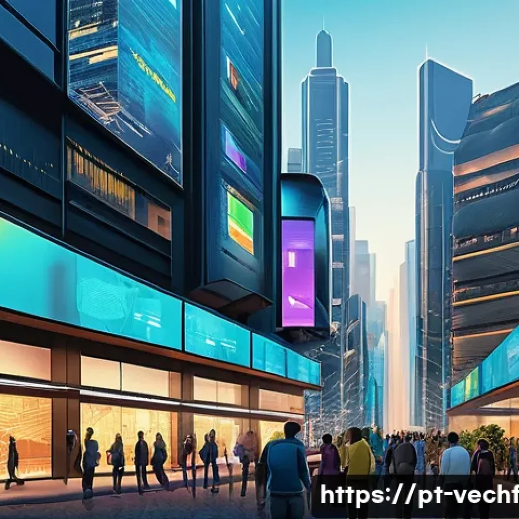 테크노피아와 데이터 독점 문제 - A detailed digital art scene illustrating a modern Brazilian urban environment with diverse people i...