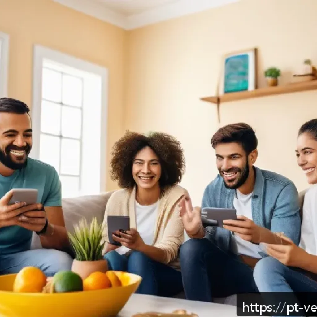 테크노피아 비판에서의 사고 실험 - A diverse group of Brazilian people engaging in a warm virtual video call on modern digital devices ...