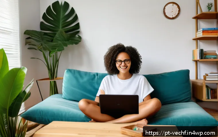 테크노피아의 사회적 불안 요소 - A cozy digital therapy session scene featuring a young Brazilian woman sitting comfortably in a mode...